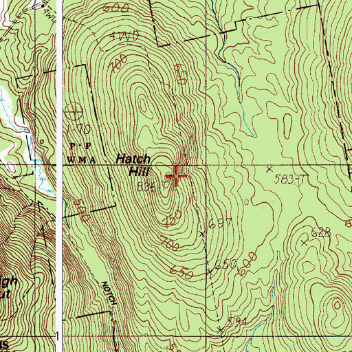 Topographic Map of Hatch Hill, ME
