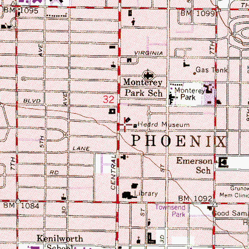 Topographic Map of Heard Museum, AZ