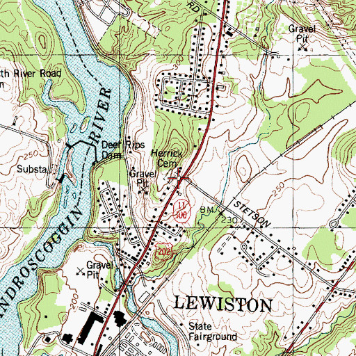 Topographic Map of Herrick Cemetery, ME