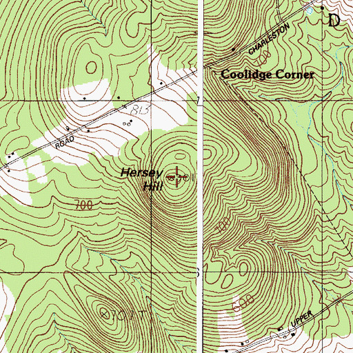 Topographic Map of Hersey Hill, ME