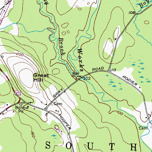 Topographic Map of Hussey Brook, ME