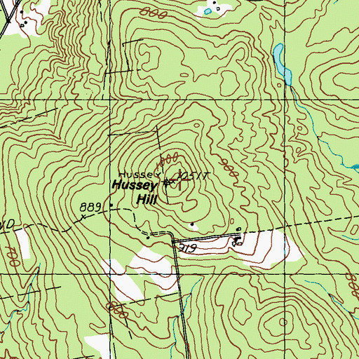 Topographic Map of Hussey Hill, ME