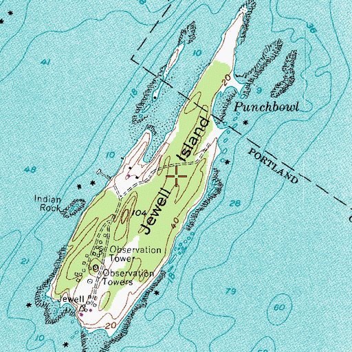 Topographic Map of Jewell Island, ME