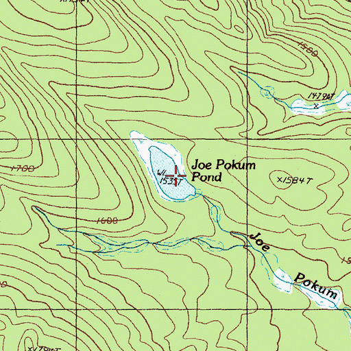 Topographic Map of Joe Pokum Pond, ME
