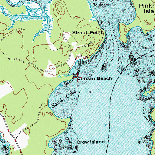 Topographic Map of Jordan Beach, ME