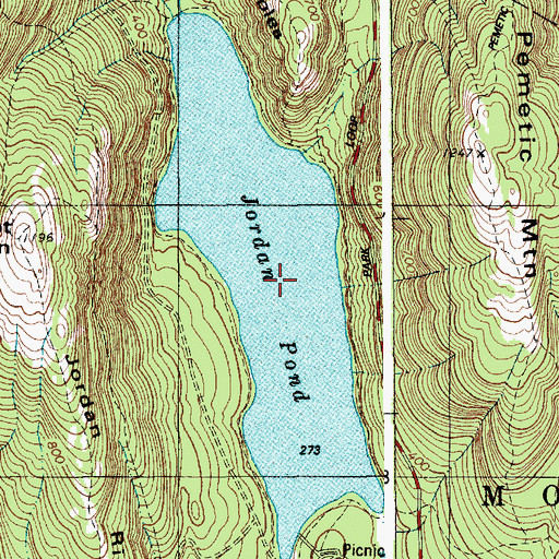 Topographic Map of Jordan Pond, ME