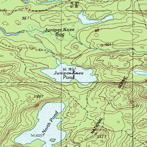 Topographic Map of Juniper Knee Pond, ME