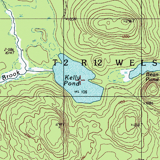 Topographic Map of Kelly Pond, ME