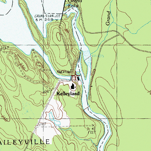 Topographic Map of Kelleyland, ME