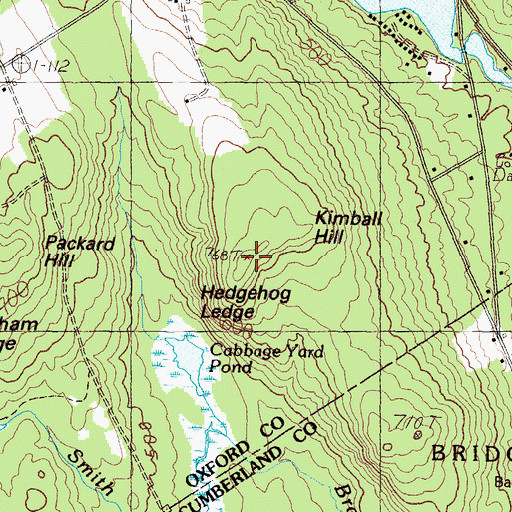 Topographic Map of Kimball Hill, ME