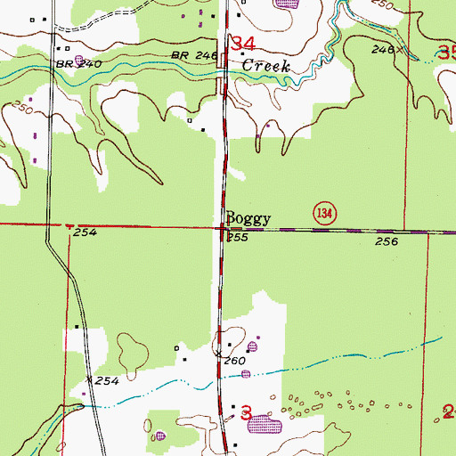 Topographic Map of Boggy, AR