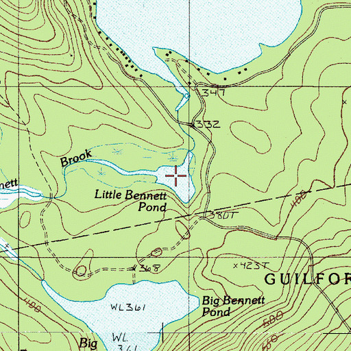 Topographic Map of Little Bennett Pond, ME
