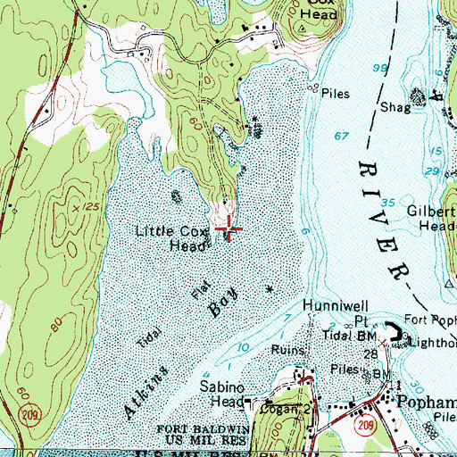 Topographic Map of Little Cox Head, ME