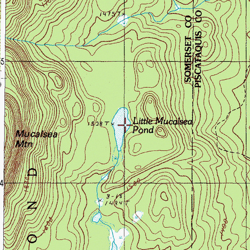 Topographic Map of Little Mucalsea Pond, ME