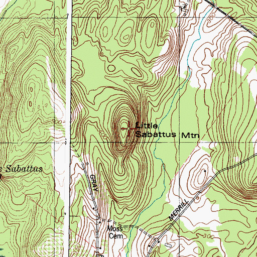 Topographic Map of Little Sabattus Mountain, ME