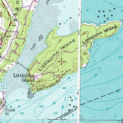 Topographic Map of Littlejohn Island, ME