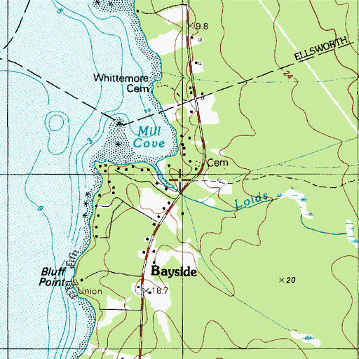 Topographic Map of Loids Brook, ME
