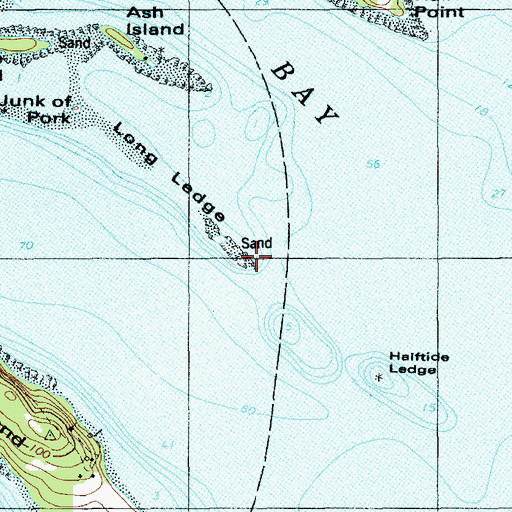 Topographic Map of Long Ledge, ME