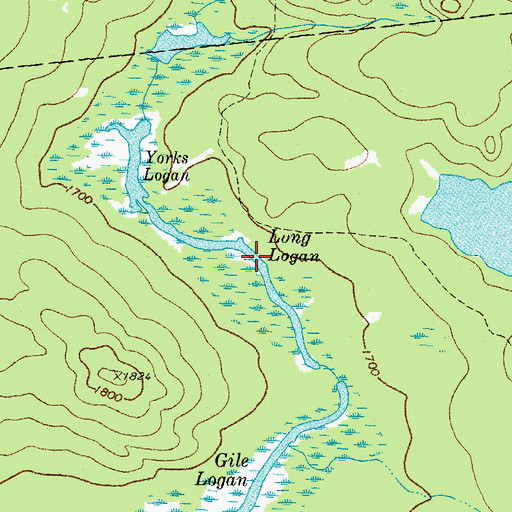 Topographic Map of Long Logan, ME