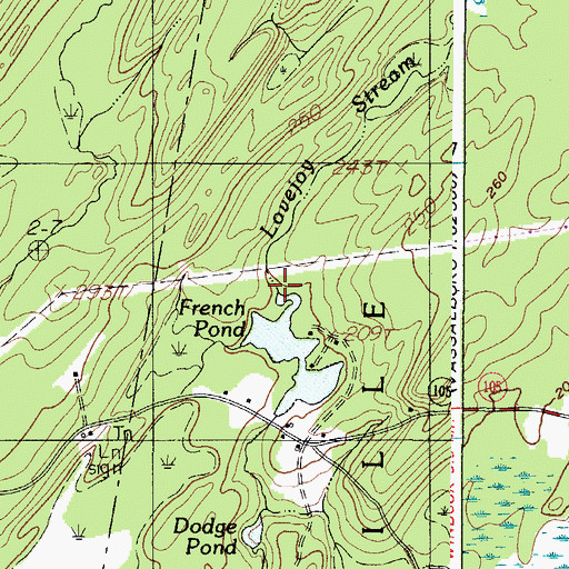 Topographic Map of Lovejoy Stream, ME