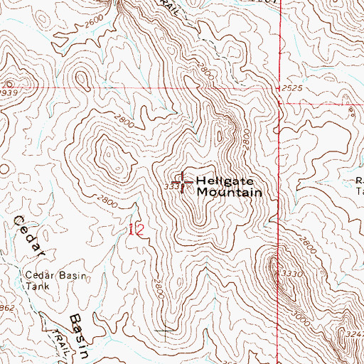 Topographic Map of Hellgate Mountain, AZ