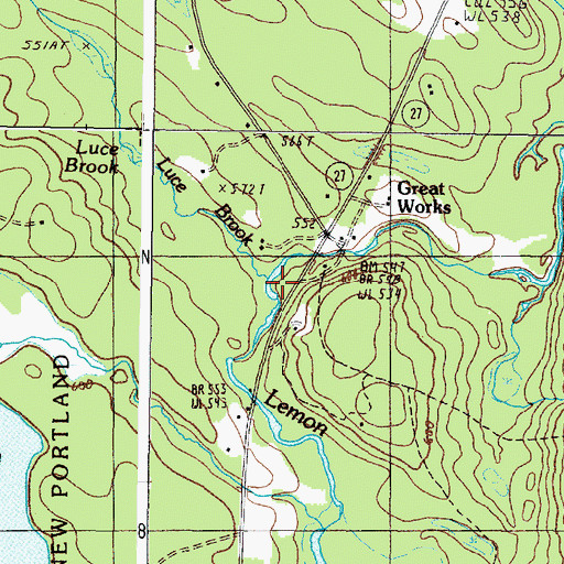 Topographic Map of Luce Brook, ME