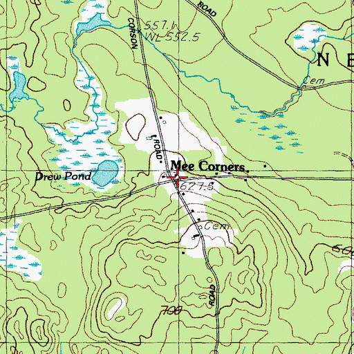 Topographic Map of Mee Corners, ME