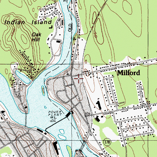 Topographic Map of Milford, ME