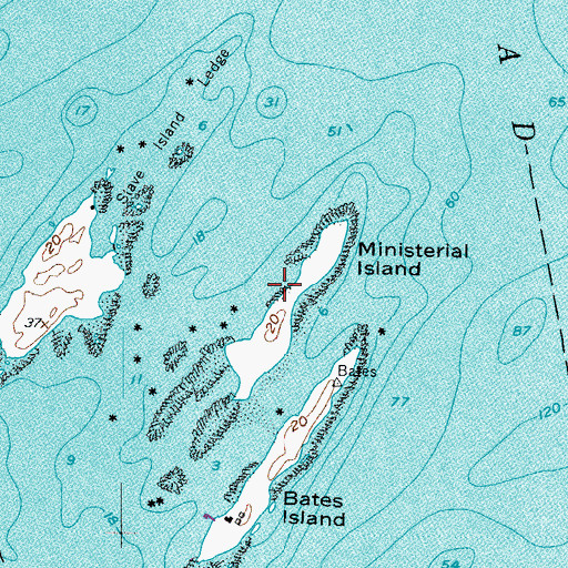 Topographic Map of Ministerial Island, ME