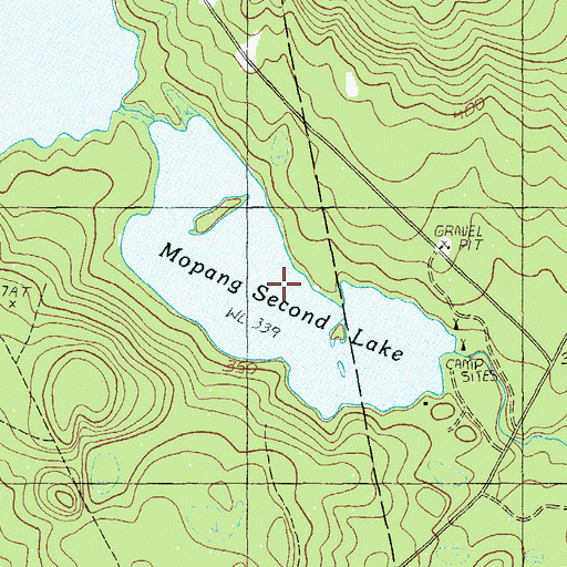 Topographic Map of Mopang Second Lake, ME