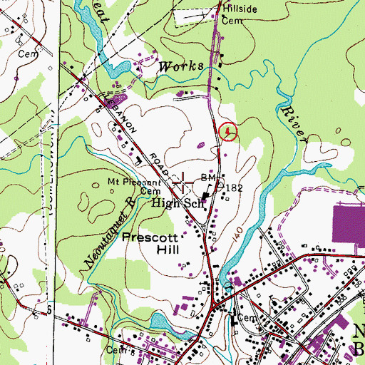 Topographic Map of Mount Pleasant Cemetery, ME