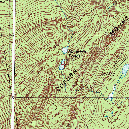 Topographic Map of Mountain Ponds, ME