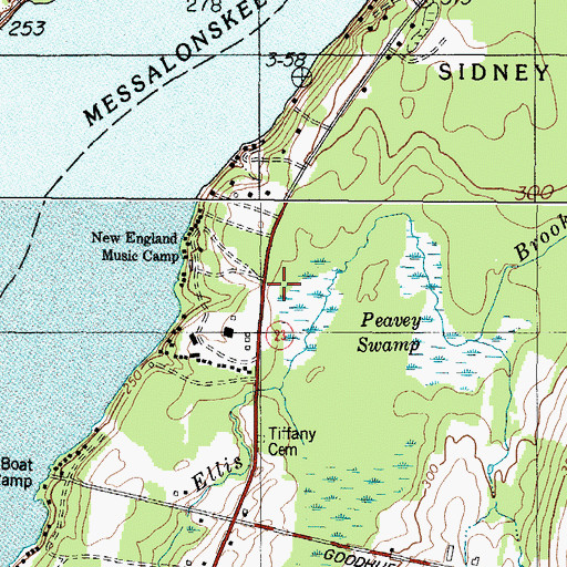 Topographic Map of New England Music Camp, ME