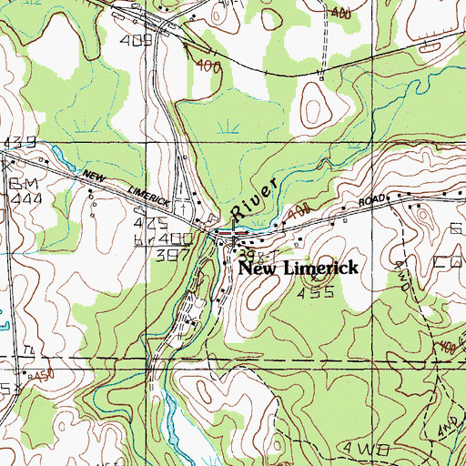 Topographic Map of New Limerick, ME
