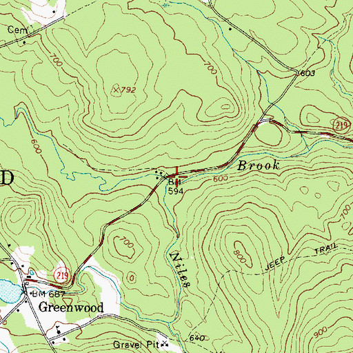 Topographic Map of Niles Brook, ME