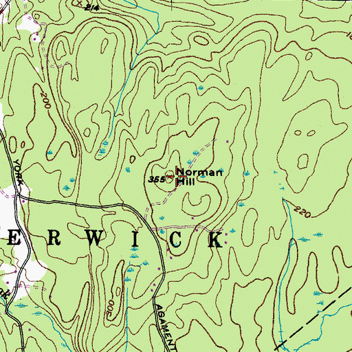 Topographic Map of Norman Hill, ME