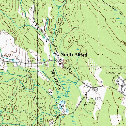 Topographic Map of North Alfred, ME