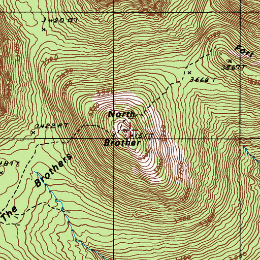 Topographic Map of North Brother, ME