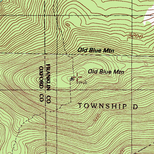 Topographic Map of Old Blue Mountain, ME