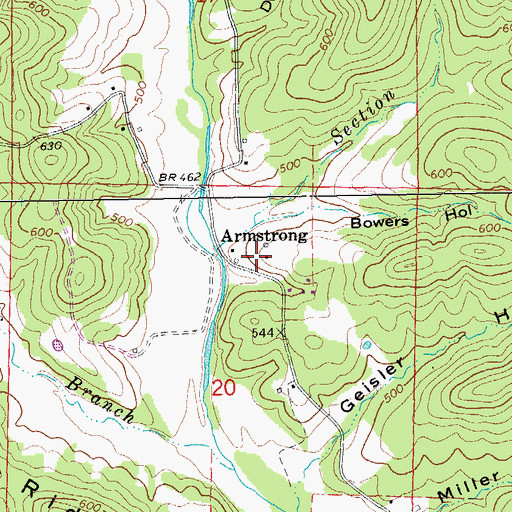 Topographic Map of Armstrong, AR