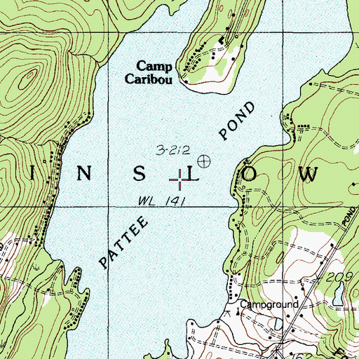 Topographic Map of Pattee Pond, ME