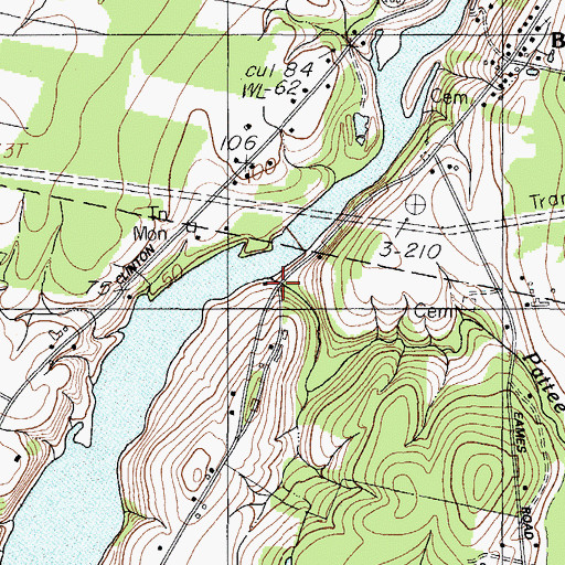 Topographic Map of Pattee Pond Brook, ME