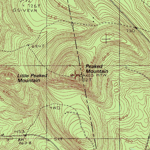 Topographic Map of Peaked Mountain, ME