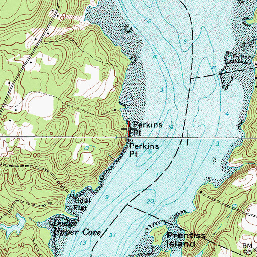 Topographic Map of Perkins Point, ME