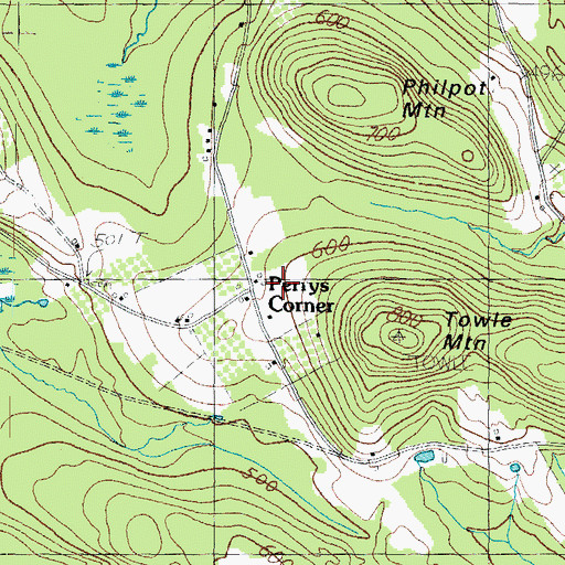 Topographic Map of Perrys Corner, ME