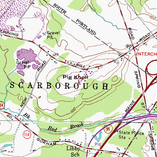 Topographic Map of Pig Knoll, ME