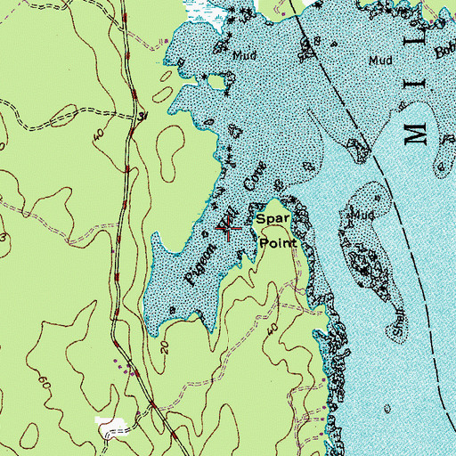 Topographic Map of Pigeon Hill Cove, ME