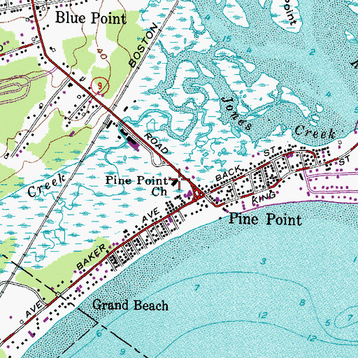 Topographic Map of Pine Point Church, ME
