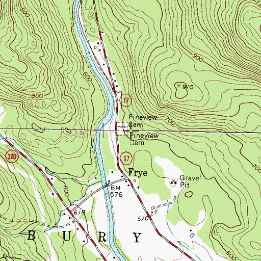 Topographic Map of Pineview Cemetery, ME