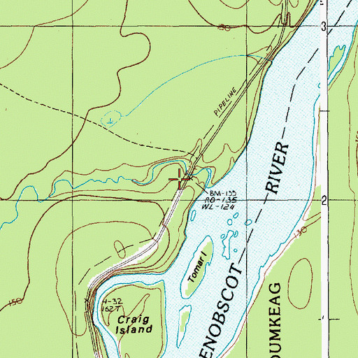 Topographic Map of Pollard Brook, ME
